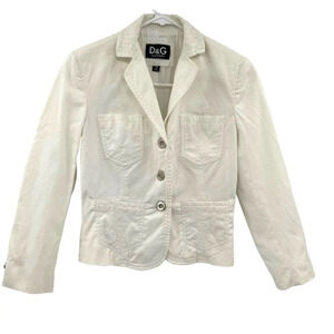 Dolce & Gabbana Women's Size 38 Ivory fitted Blazer Coat Jacket Notch Lapel